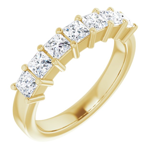 1.26 ct. Princess Cut Diamond Wedding Band 7 Stone Anniversary Ring-VIRABYANI